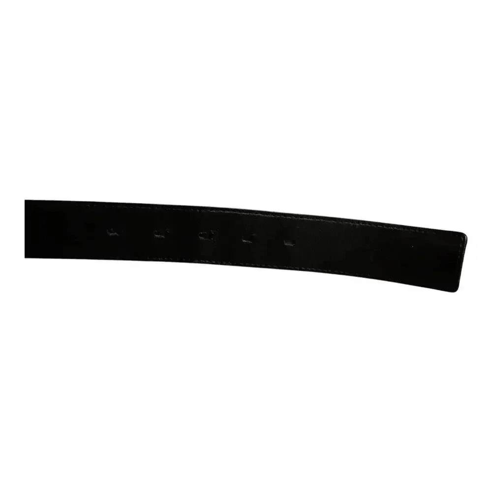 Ermenegildo Zegna Belt Leather Logo Buckle Black Men's 36 Italy - Picture 8 of 9